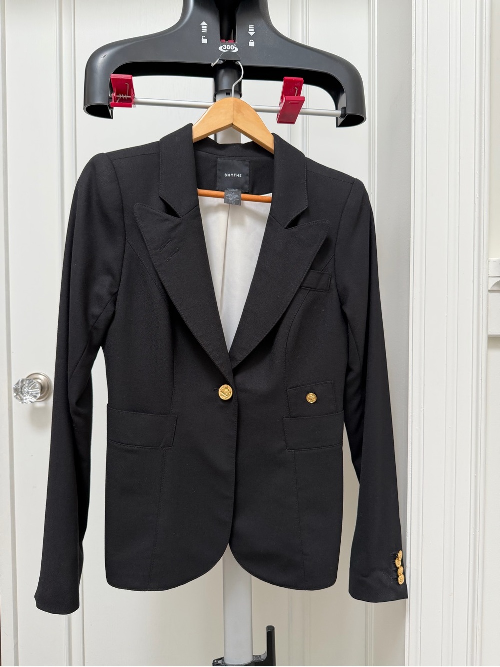 Smythe Black Tailored Women's Blazer with Gold Buttons